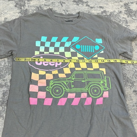 Pacsun Jeep Retro Vintage Wash Checkerboard Graphic Tee T Shirt Gray Sz S - Picture 7 of 8